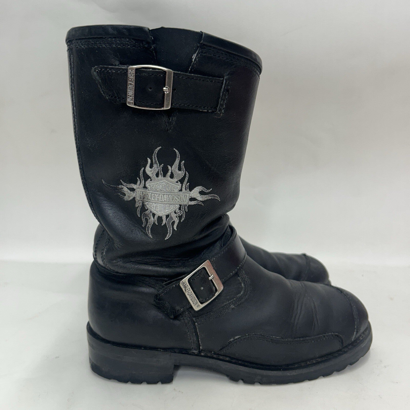 Harley Davidson Embroidered Flames Biker Engineer Boots “Black” Men’s 10.5