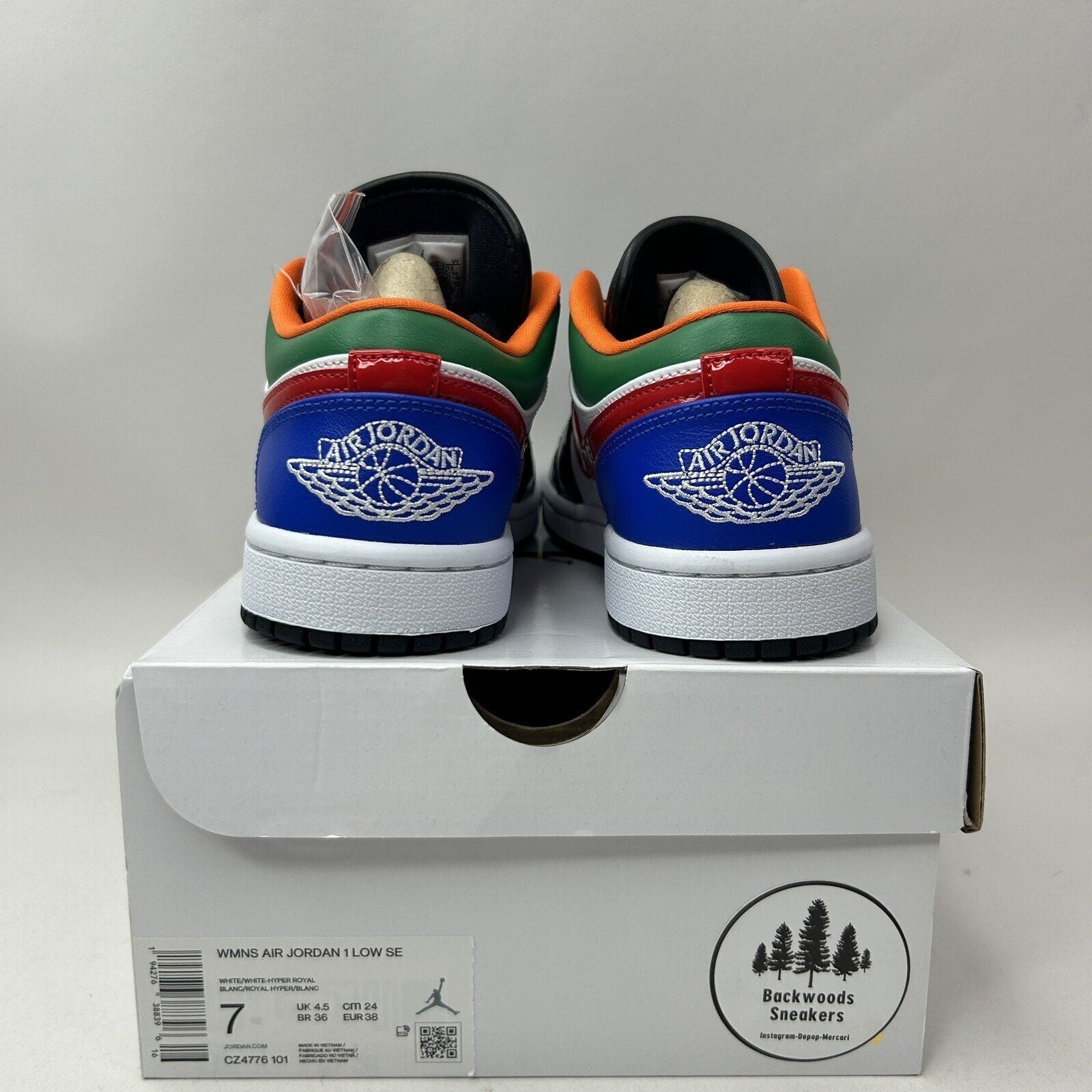 Nike Air Jordan 1 Low SE “Black Toe Multi-Color” CZ4776-101 Women’s 7 New