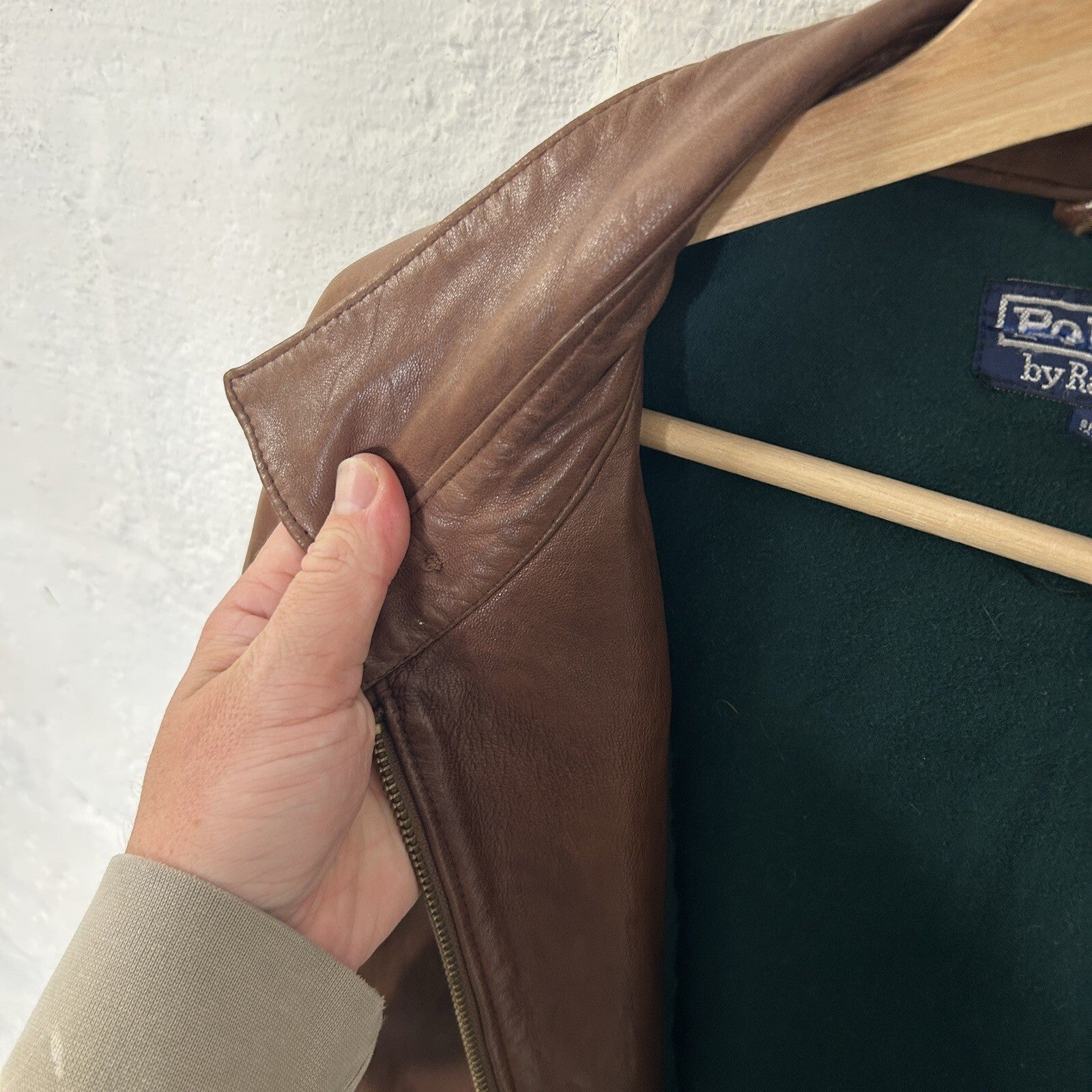 Vintage Polo Ralph Lauren Fleece Leather Harrington Jacket “Brown” Men’s X-Large