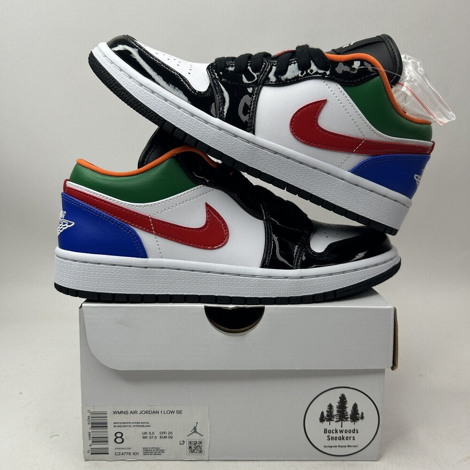 Nike Air Jordan 1 Low SE “Black Toe Multi-Color” CZ4776-101 Women’s 8 New