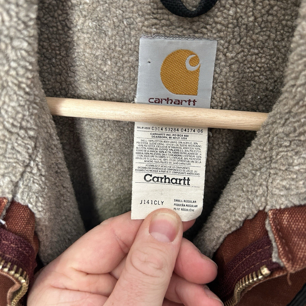 Vintage Carhartt Sherpa-Lined Hooded Detroit  Jacket “Clay” J141 CLY Men’s Small