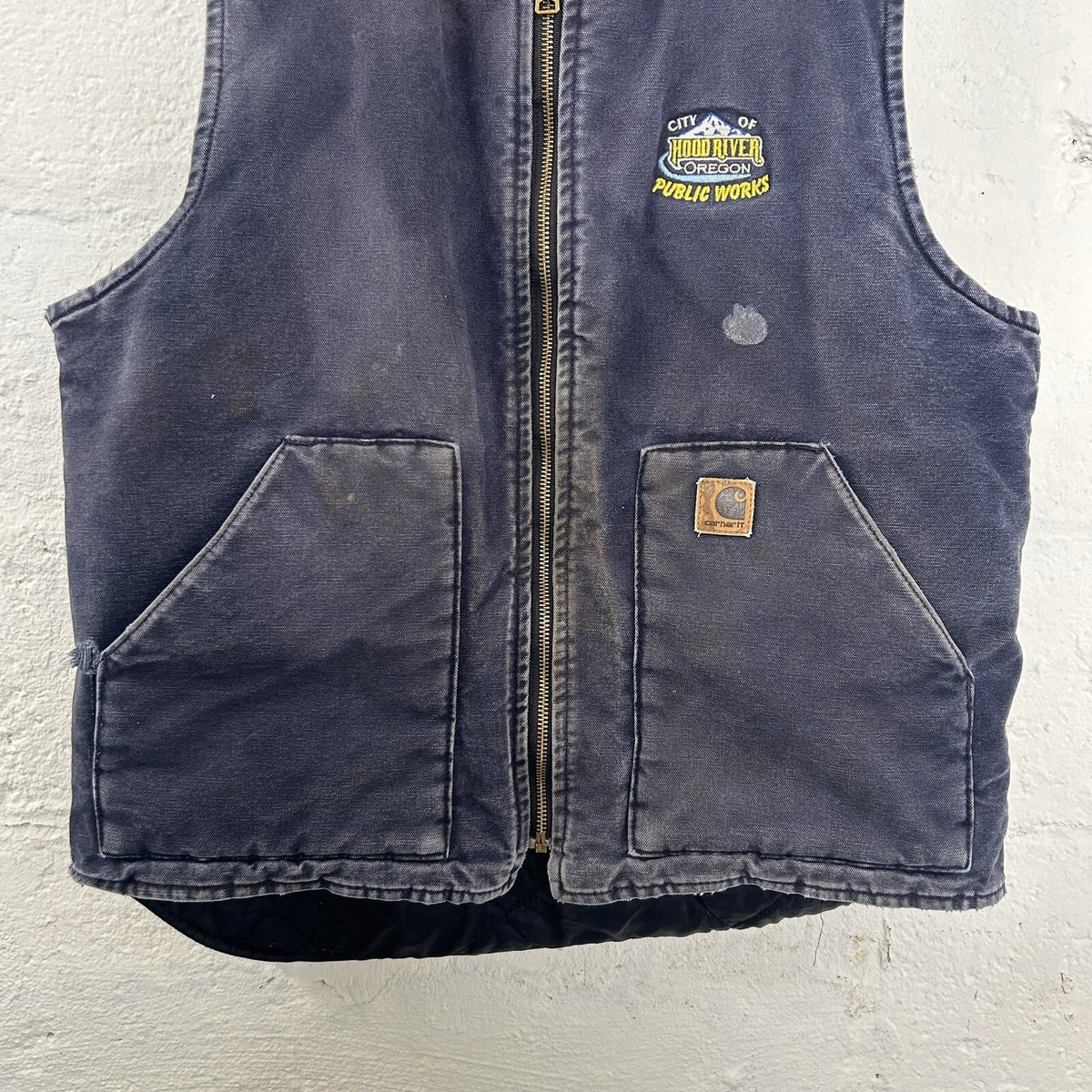 Vintage Faded Carhartt Quilted Artic Vest “Midnight Blue” V02 MDT Men’s Large