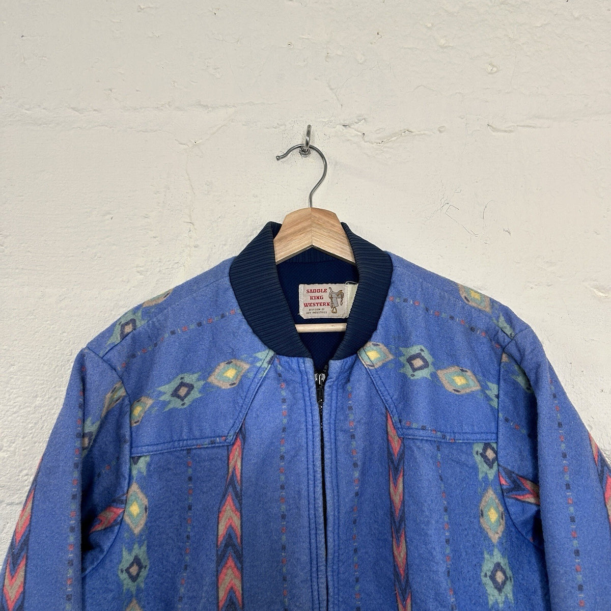 Vintage Saddle King Western Thermal-Lined Aztec Southwest Jacket “Blue” Men’s L