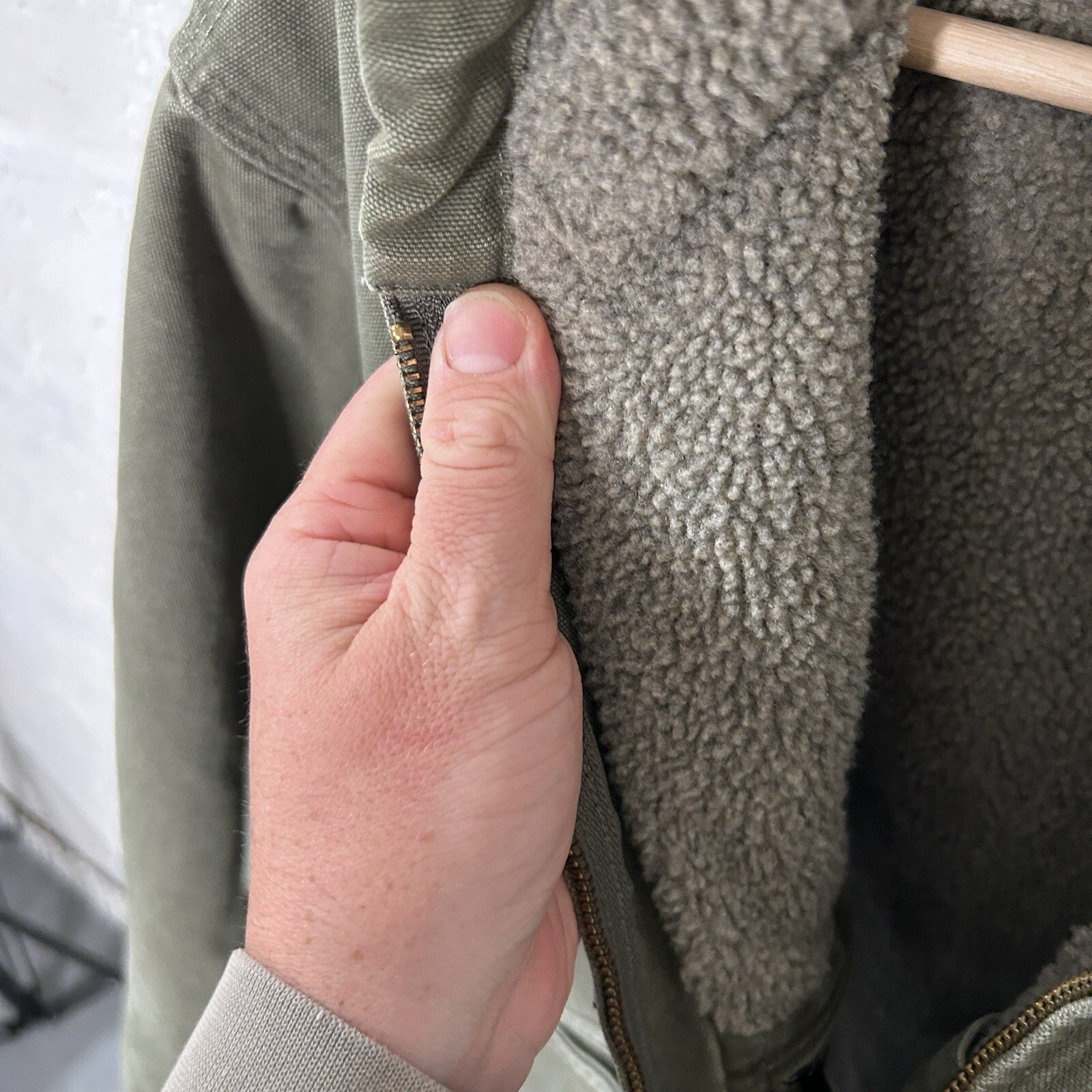 Y2K Carhartt Sherpa-Lined Hooded Detroit Jacket “Light Olive” J141 LOV Men’s LRG