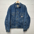 Vintage Carhartt Blanket-Lined Denim Trucker Jacket “Darkstone” J11 DST Men’s L