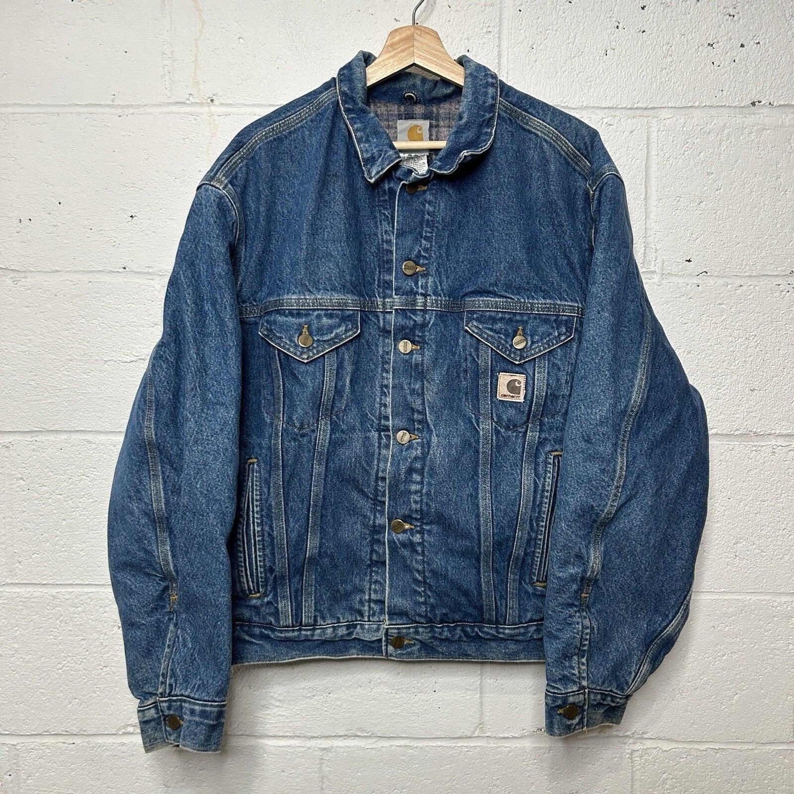 Vintage Carhartt Blanket-Lined Denim Trucker Jacket “Darkstone” J11 DST Men’s L
