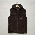 Carhartt Sandstone Sherpa-Lined Hooded Vest “Dark Brown” 100114-201 Men’s Medium
