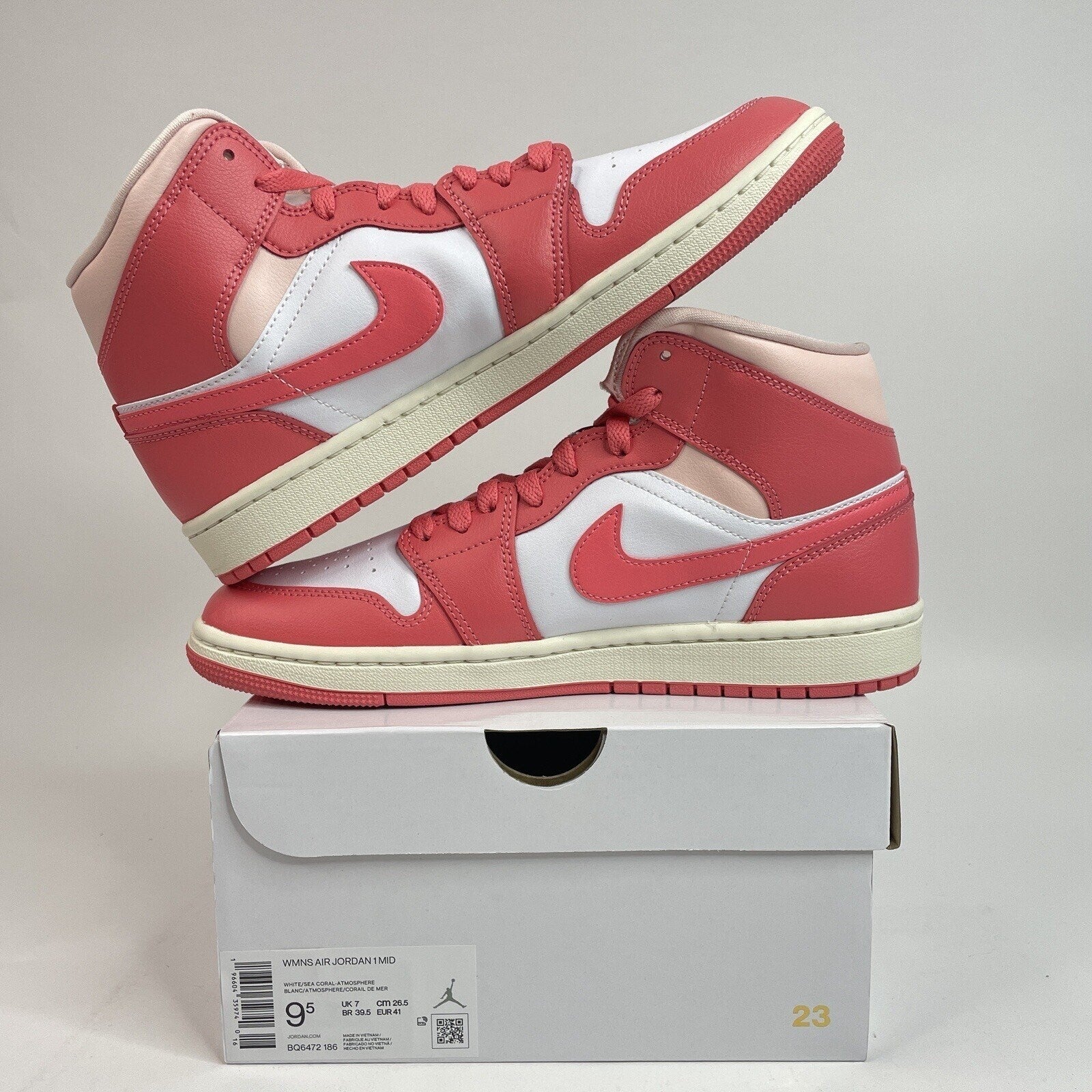 Nike Air Jordan 1 Mid Retro “Strawberries & Cream” BQ6472-186 Women's 9.5 New