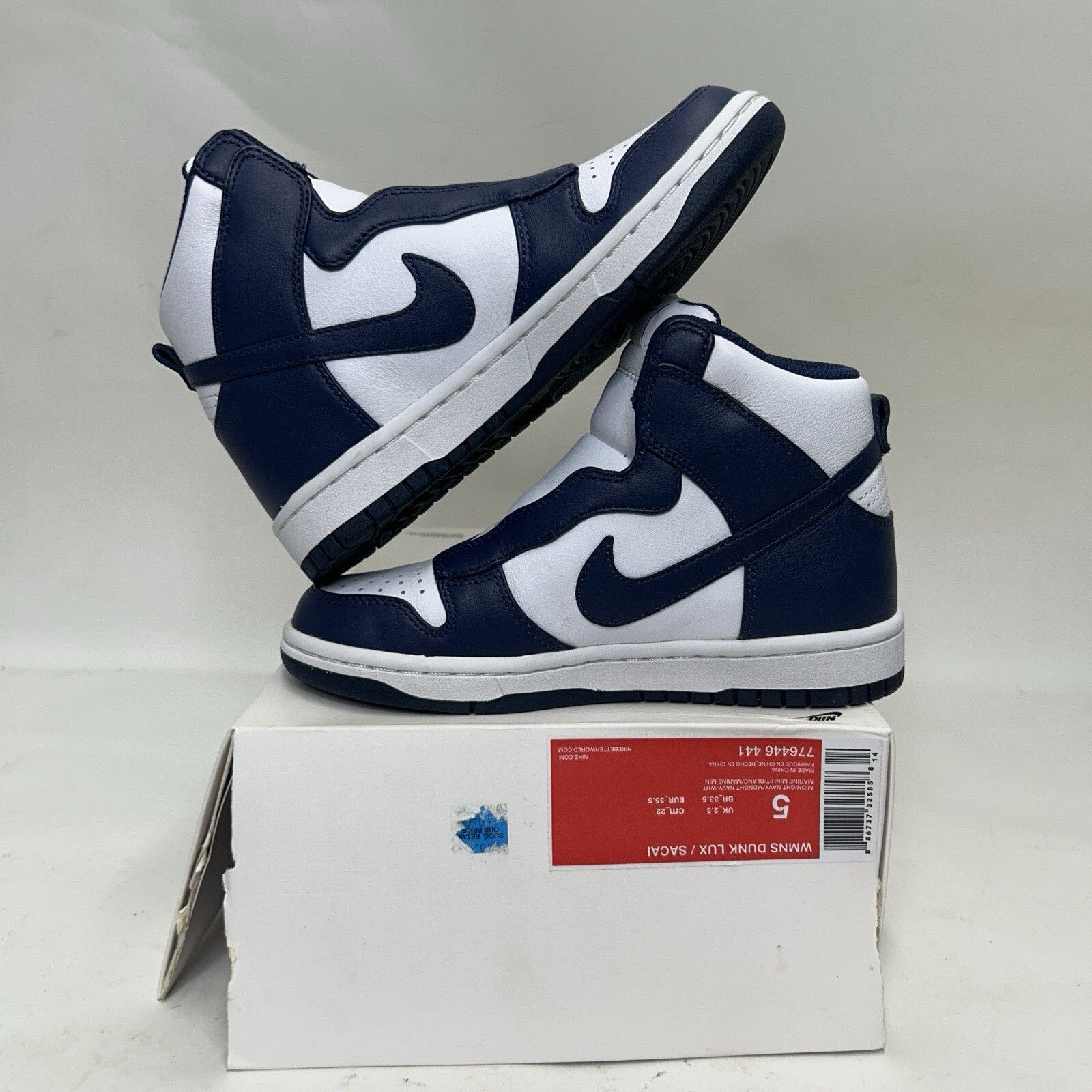 Sacai x NikeLab Dunk Lux “Midnight Navy” 776446-441 Women's 5 New
