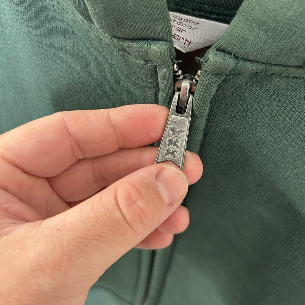 Vintage Faded Carhartt Thermal-Lined Zip Hoodie “Forest Green” 868 Men’s Small