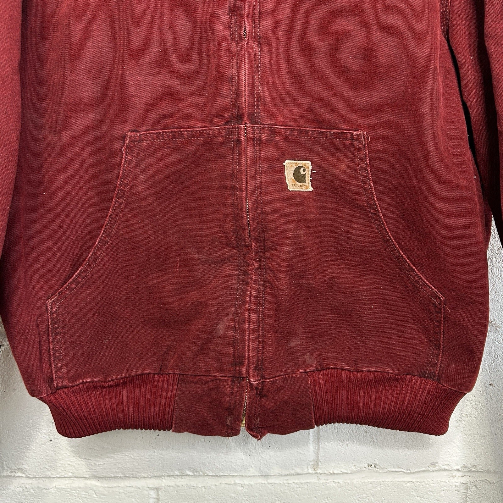 Vintage Carhartt Quilted Hooded Active Jacket “Crimson Red” J130 CRI Men’s Large