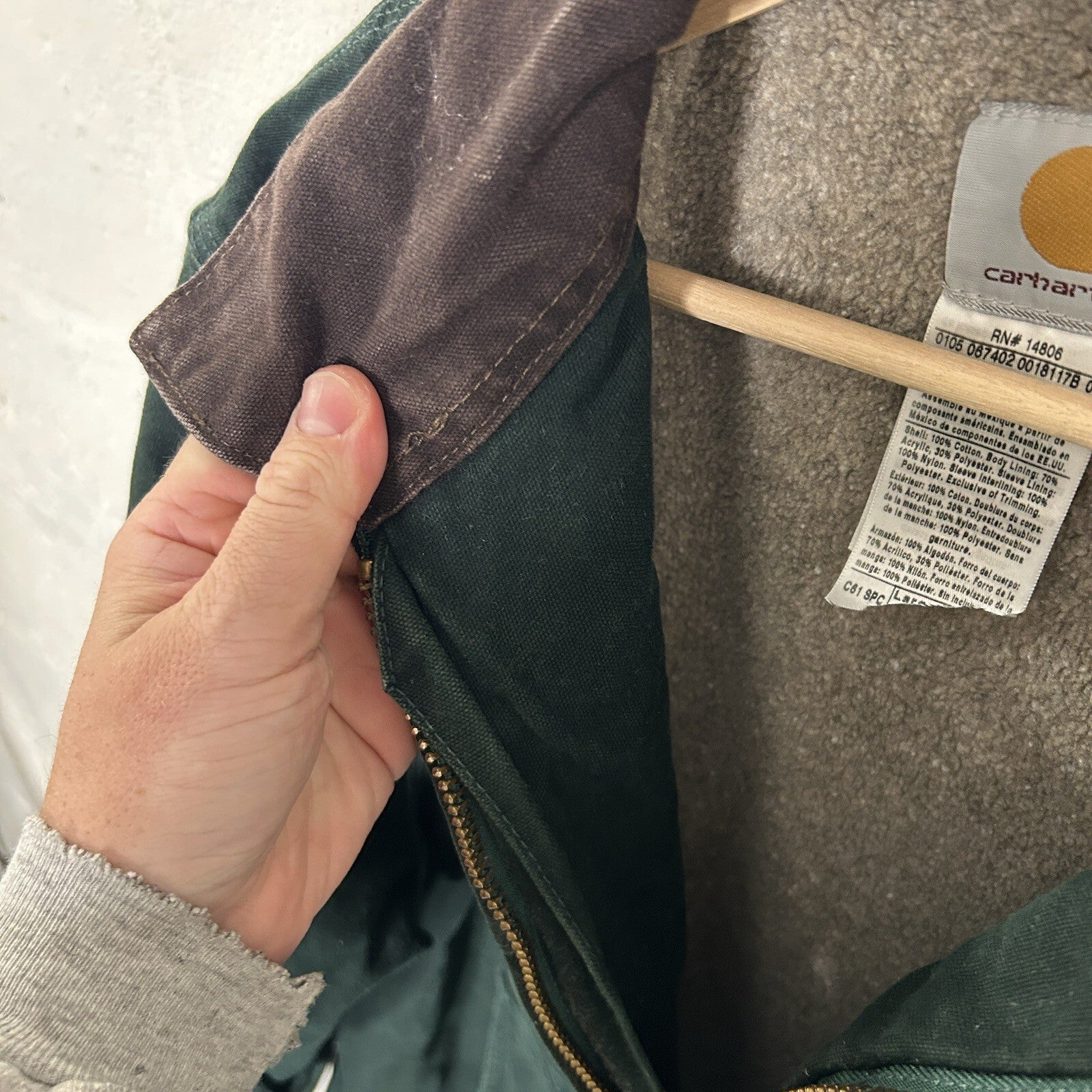 Vintage Carhartt Sandstone Sherpa-Lined Ridge Coat “Spruce” C61 SPC Men’s Large