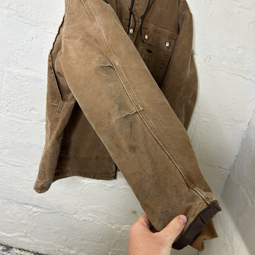 Y2K Carhartt Sherpa-Lined Hooded Multi-Pocket Jacket “Brown” J284 BRN Men’s XL