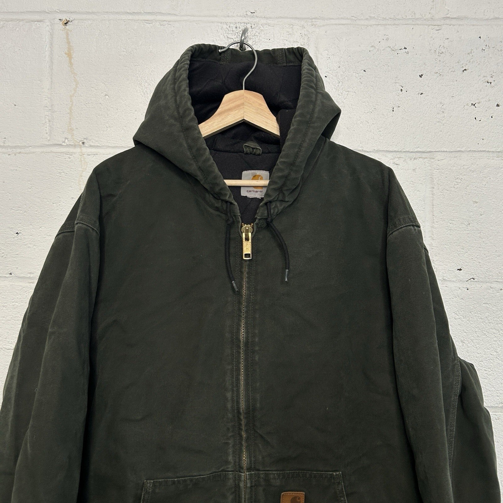 Vintage Carhartt Quilted Hooded Active Jacket “Moss” J130 MOS Men’s X-Large