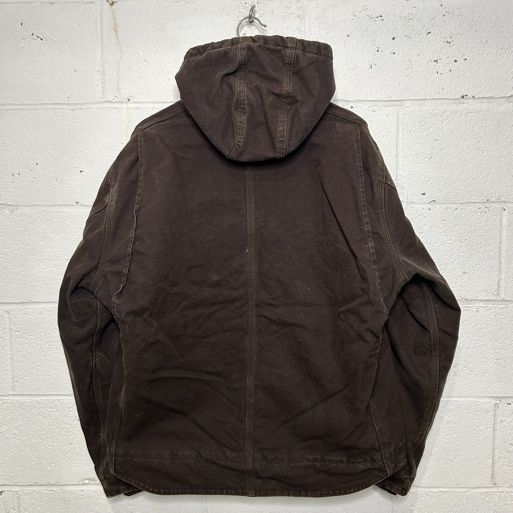 Vintage Carhartt Sherpa-Lined Hooded Detroit Jacket “Dark Brown” J141 DKB
