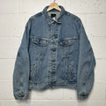 Vintage Lee Riveted Denim Trucker Jacket “Light Wash” Men’s X-Large Worn