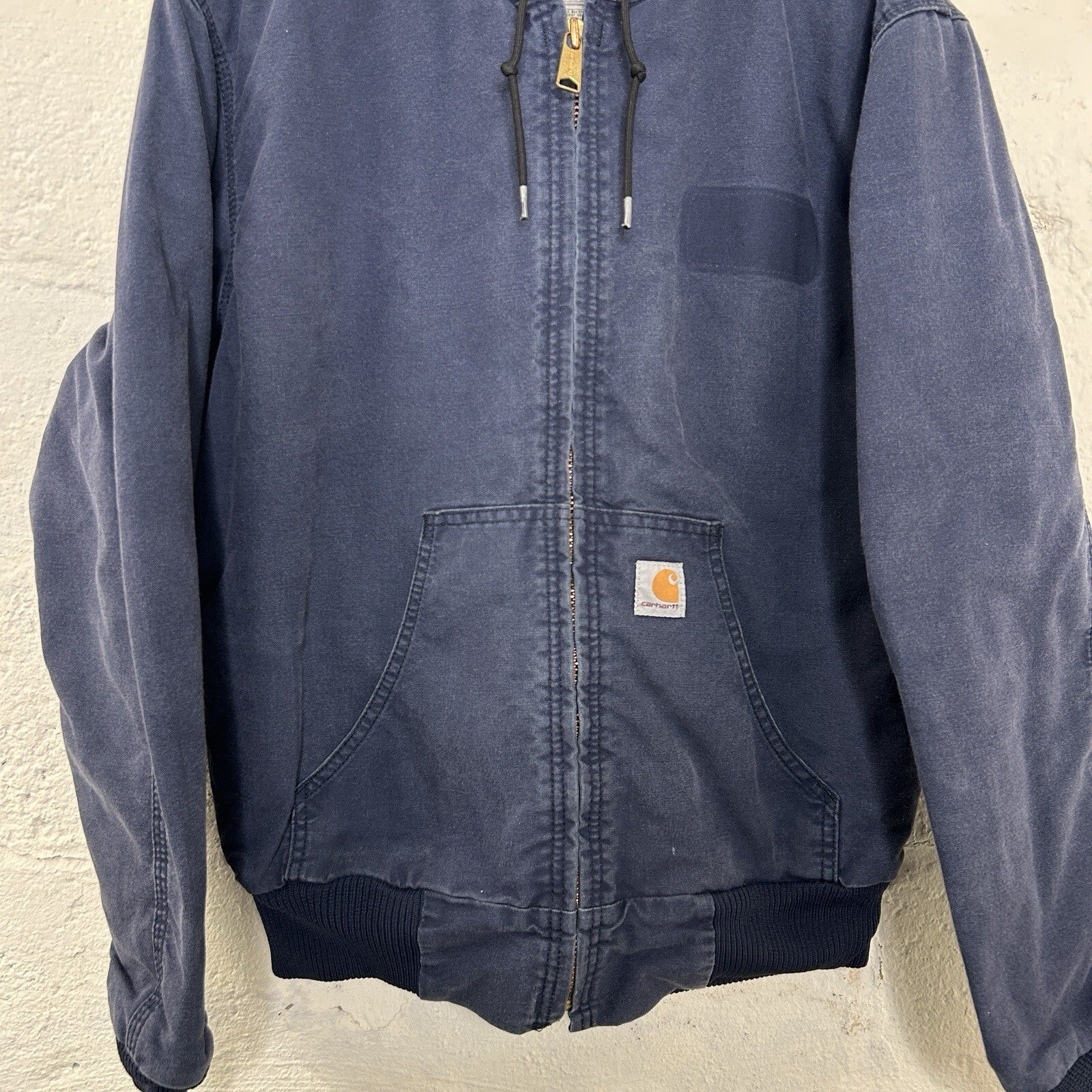 Y2K Carhartt Quilted Hooded Active Jacket “Navy Blue” 376–20 Men’s Medium