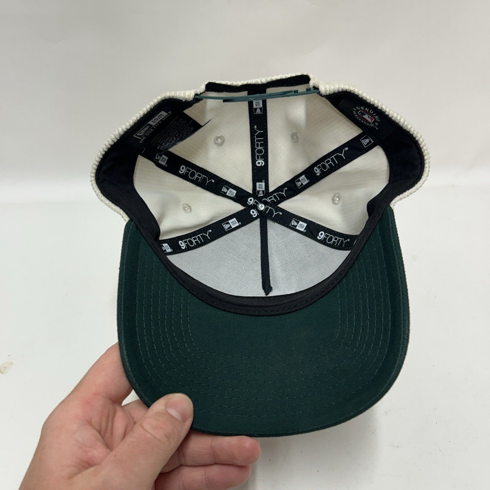LA Dodgers MLB New Era 9Forty A-Frame Corduroy Snapback Hat “Cream Green”