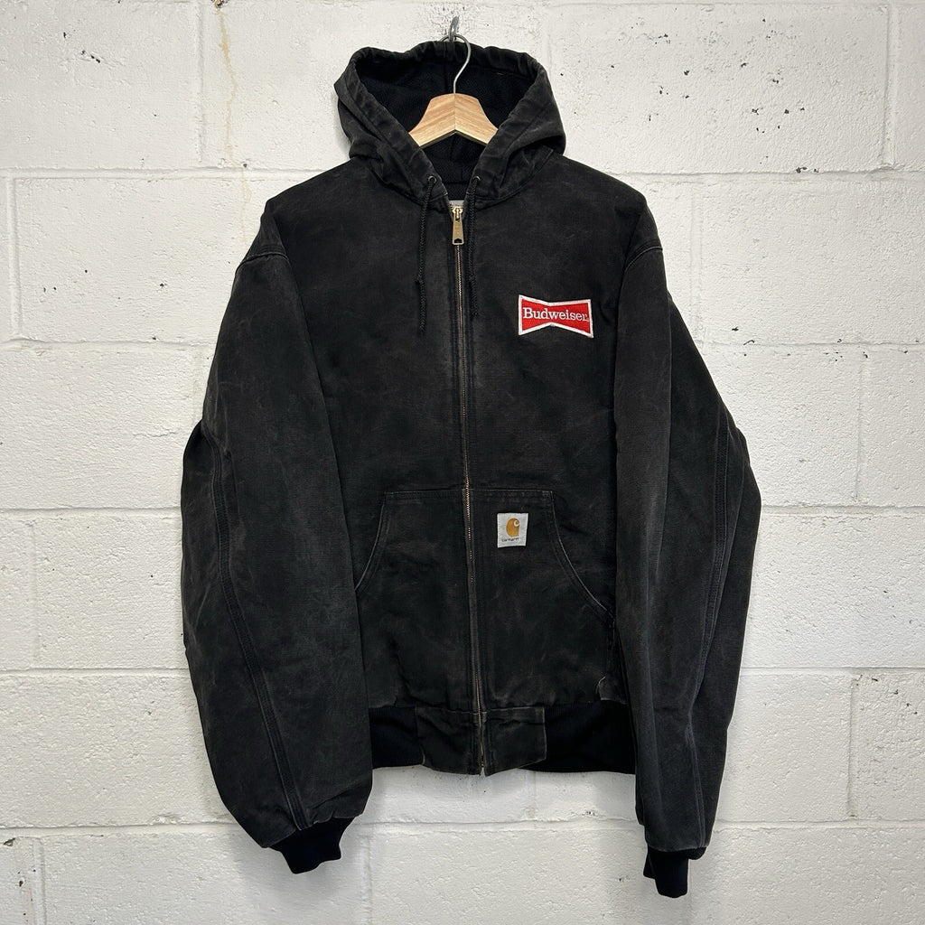 Vintage Carhartt Thermal Hooded Jacket “Black” Budweiser J03 BLK Men’s Large