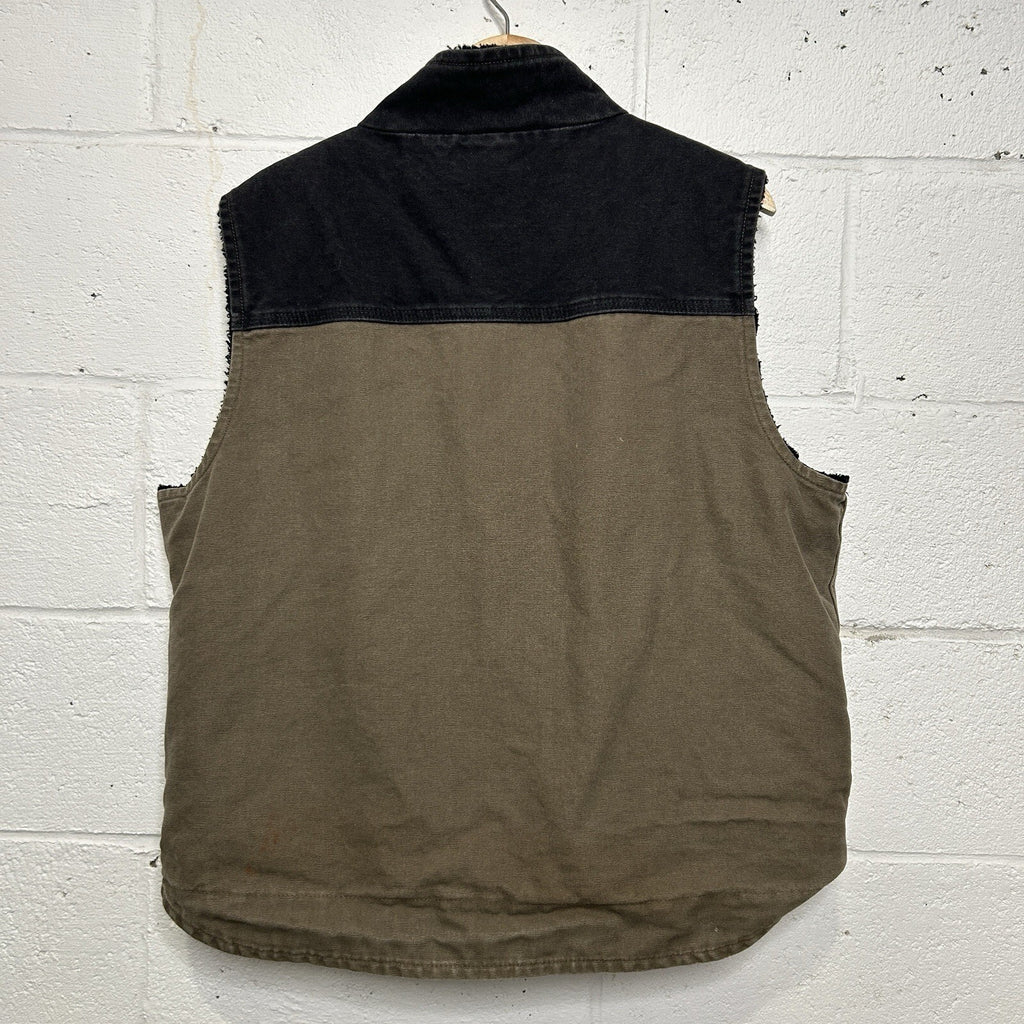 Vintage Carhartt Sherpa Mock-Neck Vest “Light Brown Black” V33-239 Men’s Large