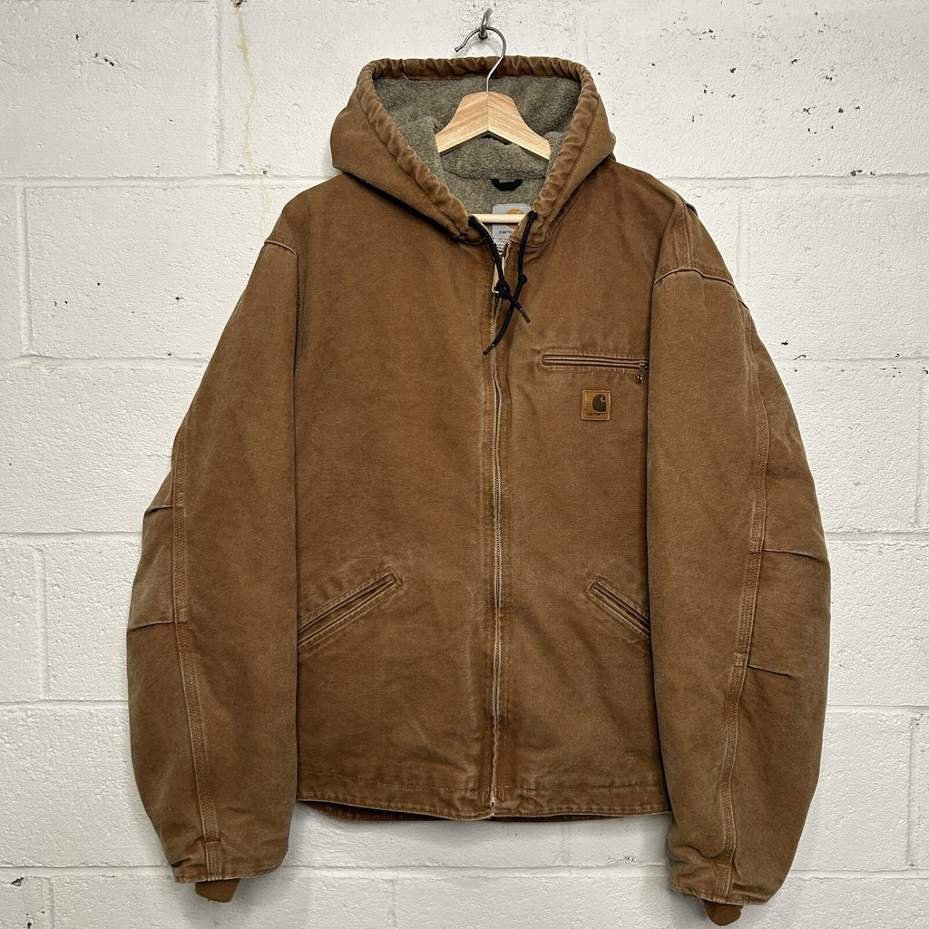 Y2K Carhartt Sherpa-Lined Hooded Detroit Jacket “Brown” J141 BRN Men’s X-Large