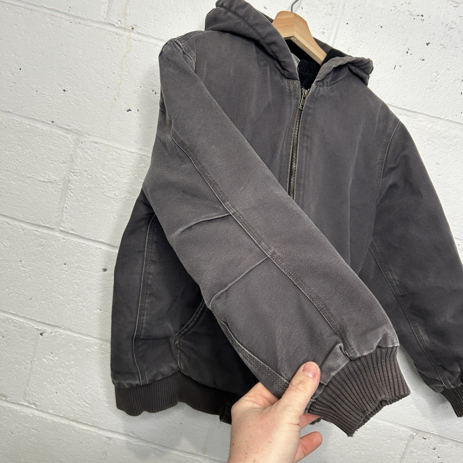 Vintage Carhartt Hooded Active Jacket “Grey” Youth Large/Women’s Extra-Small