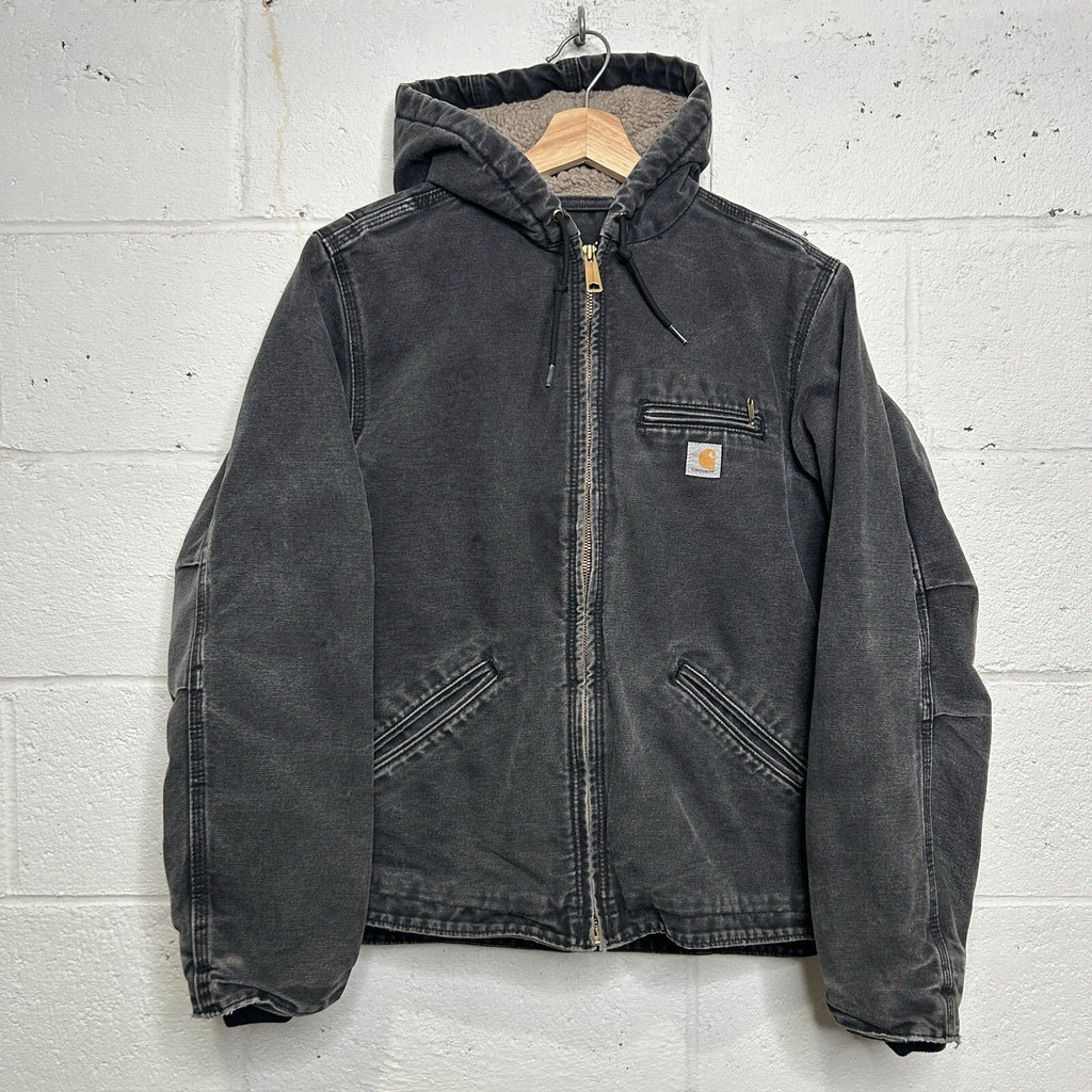 Y2K Carhartt Sherpa-Lined Hooded Detroit Jacket “Black” WJ141 BLK Women’s Small