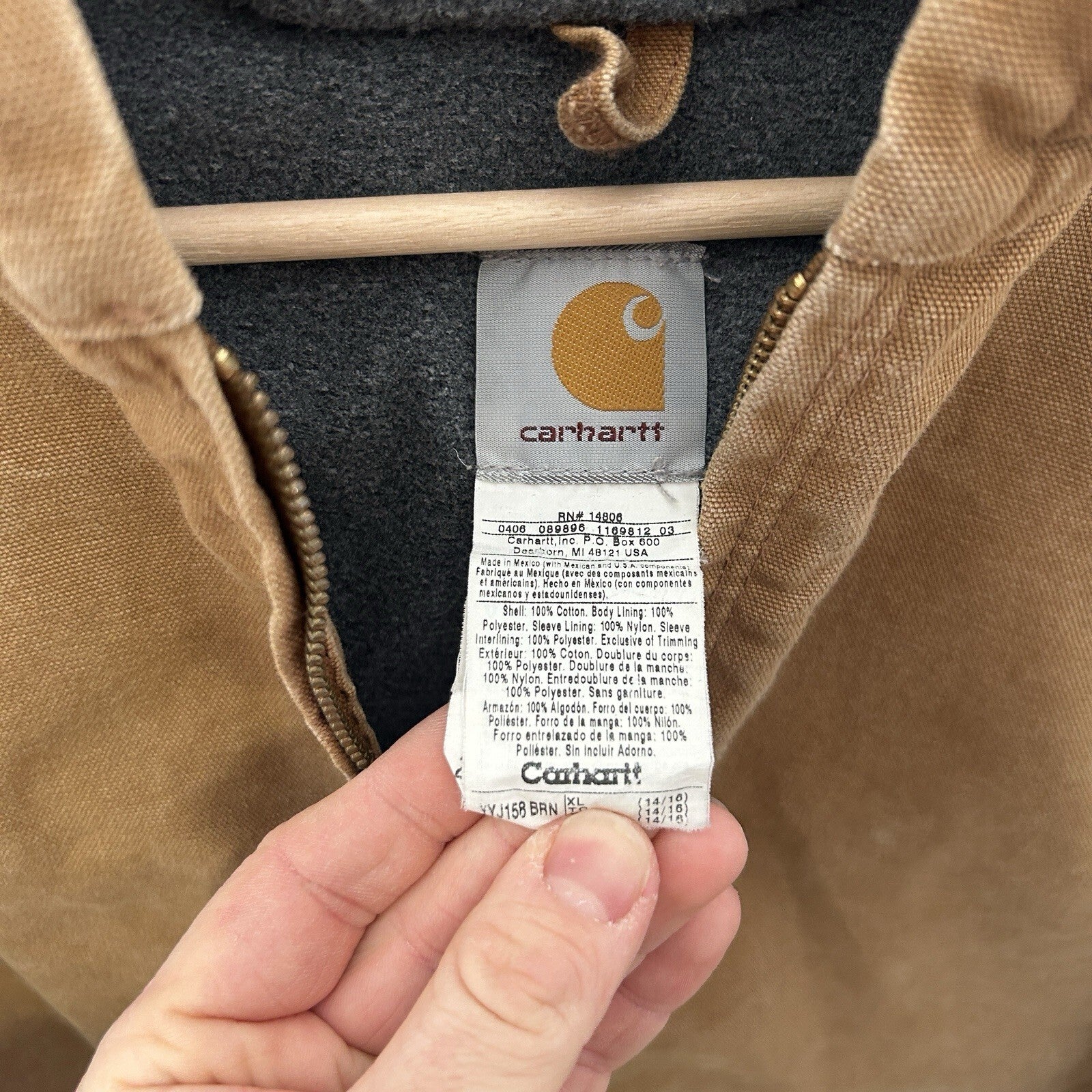 Vintage Carhartt Fleece-Lined Hooded Active Jacket “Brown” YYJ158 BRN Youth XL