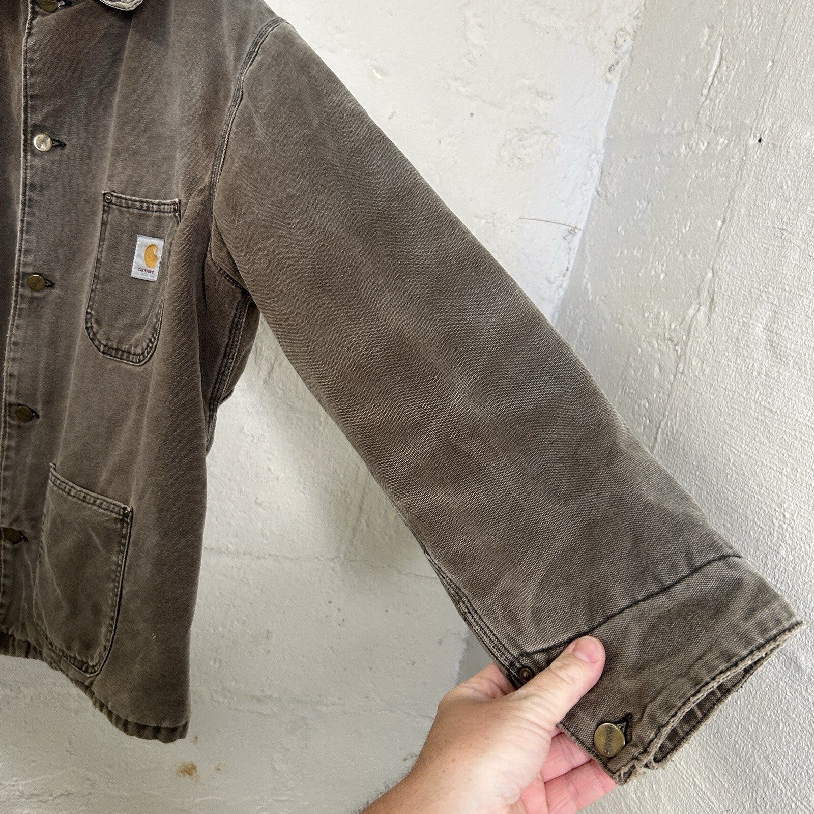 Vintage Faded Carhartt Blanket-Lined Chore Coat “Chestnut” CB182 Men’s Large
