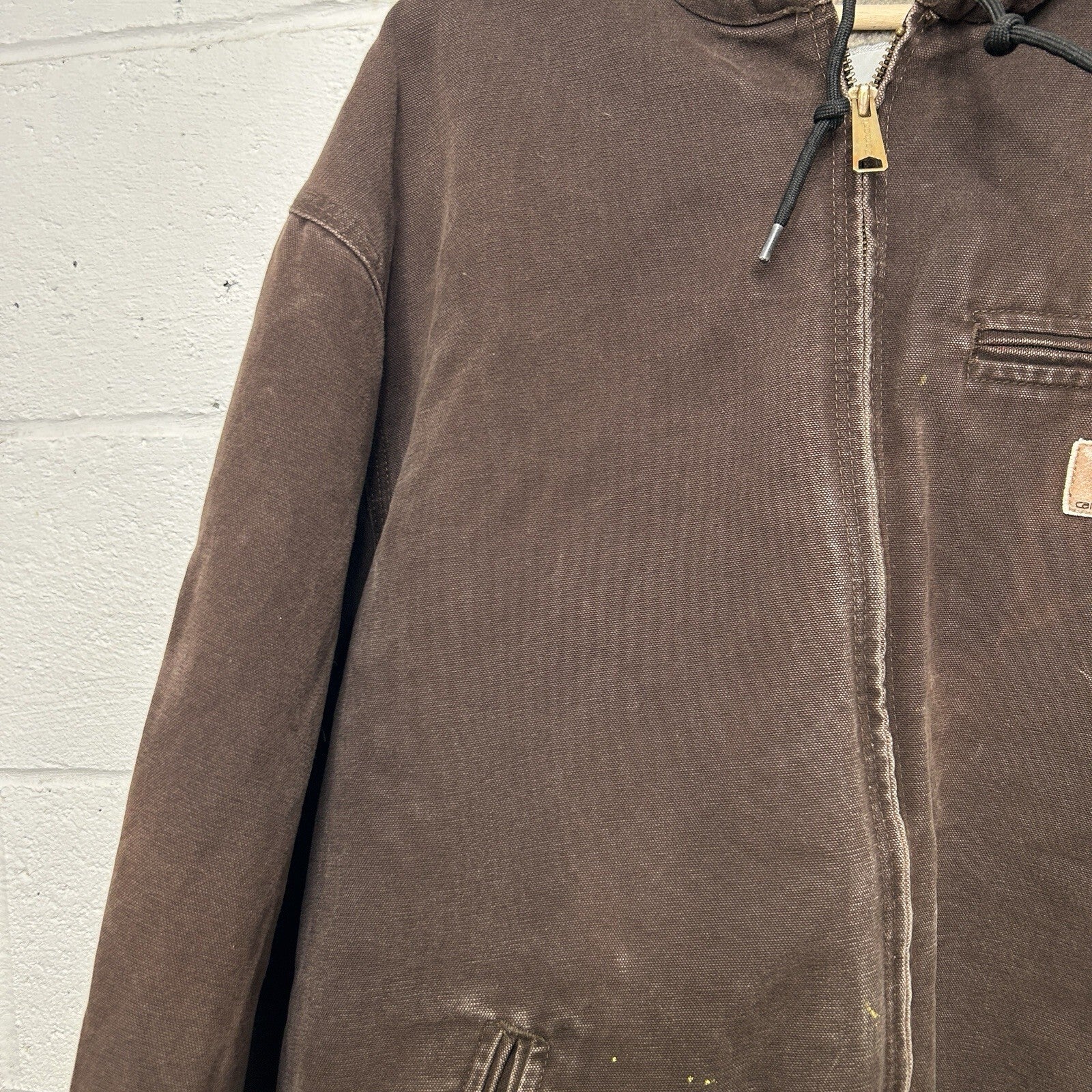 Vintage Carhartt Sherpa-Lined Hooded Detroit Jacket “Dark Brown” J141 DKB