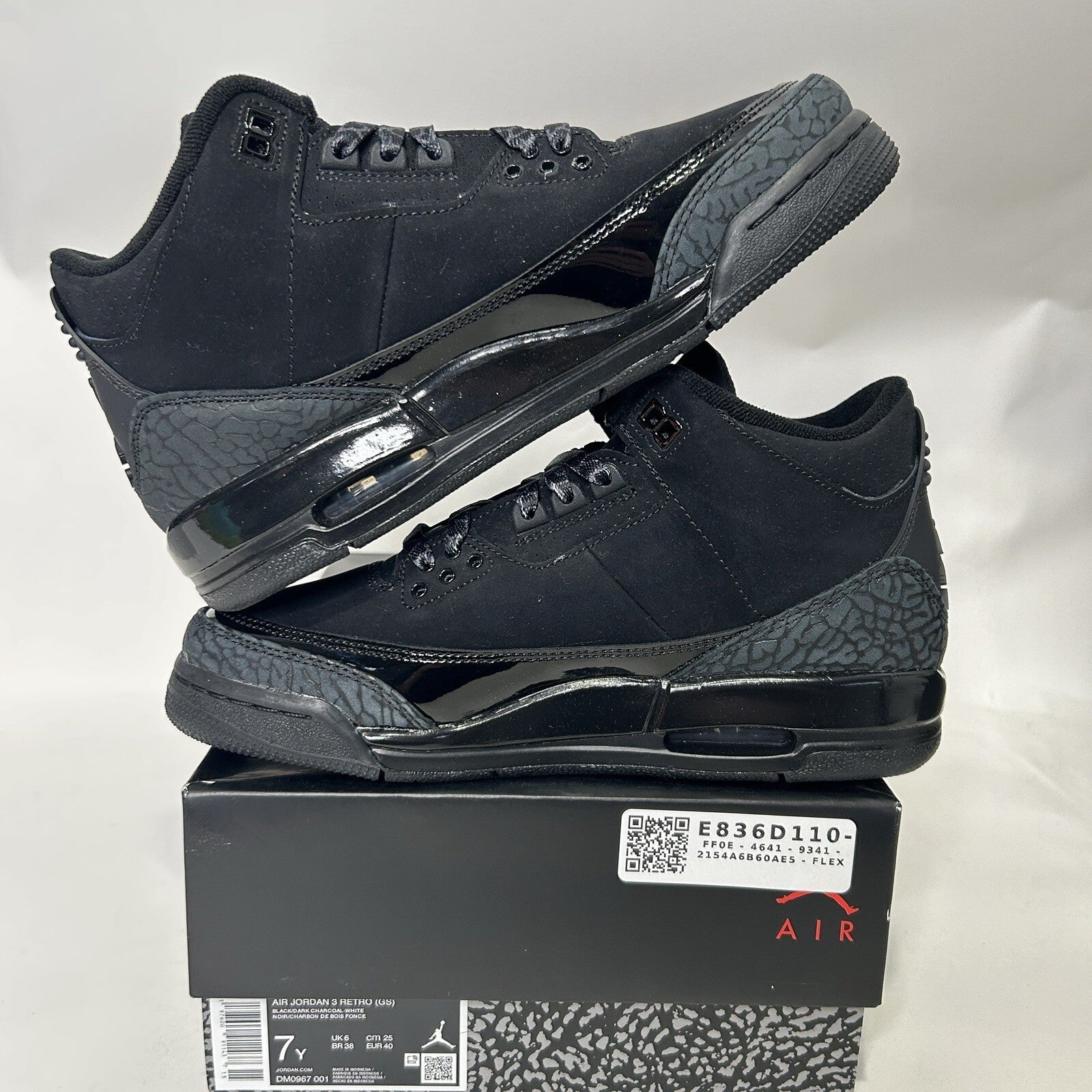 Nike Air Jordan 3 Retro (GS) Shoes "Black Cat" Black DM0967-001 7Y New