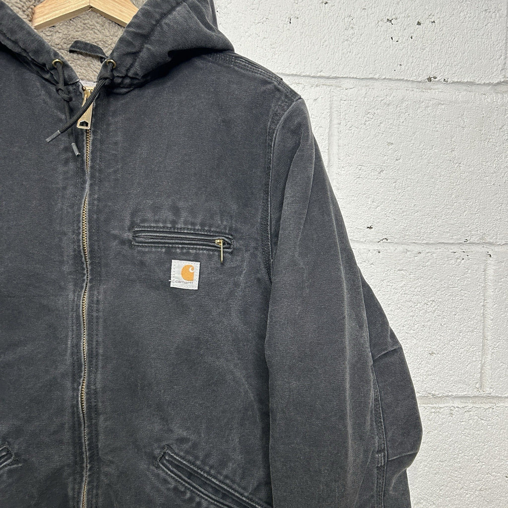 Y2K Carhartt Sherpa-Lined Hooded Detroit Jacket “Black” WJ141 BLK Women’s Large