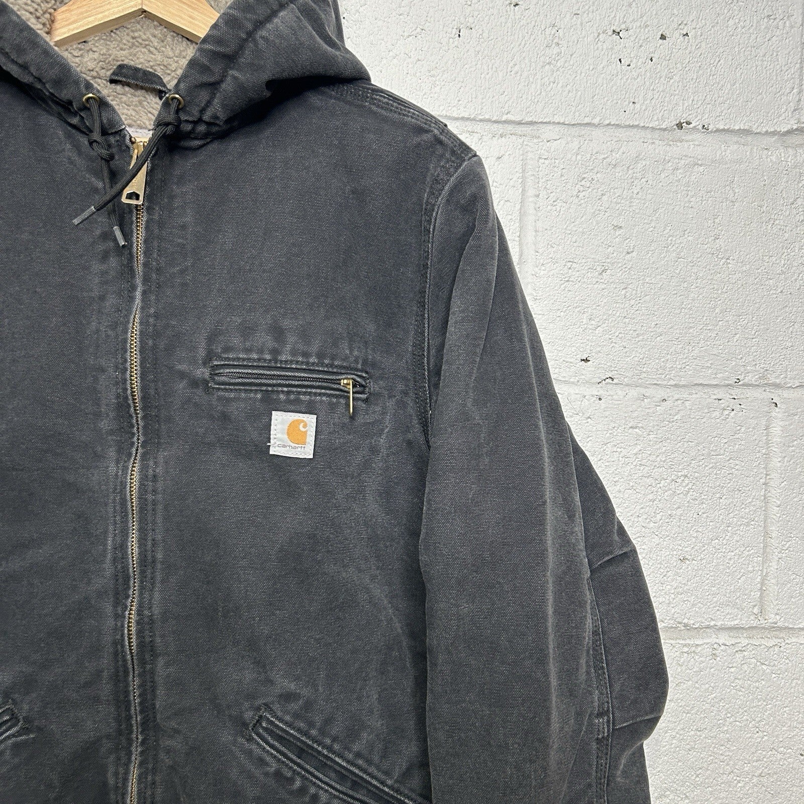 Y2K Carhartt Sherpa-Lined Hooded Detroit Jacket “Black” WJ141 BLK Women’s Large