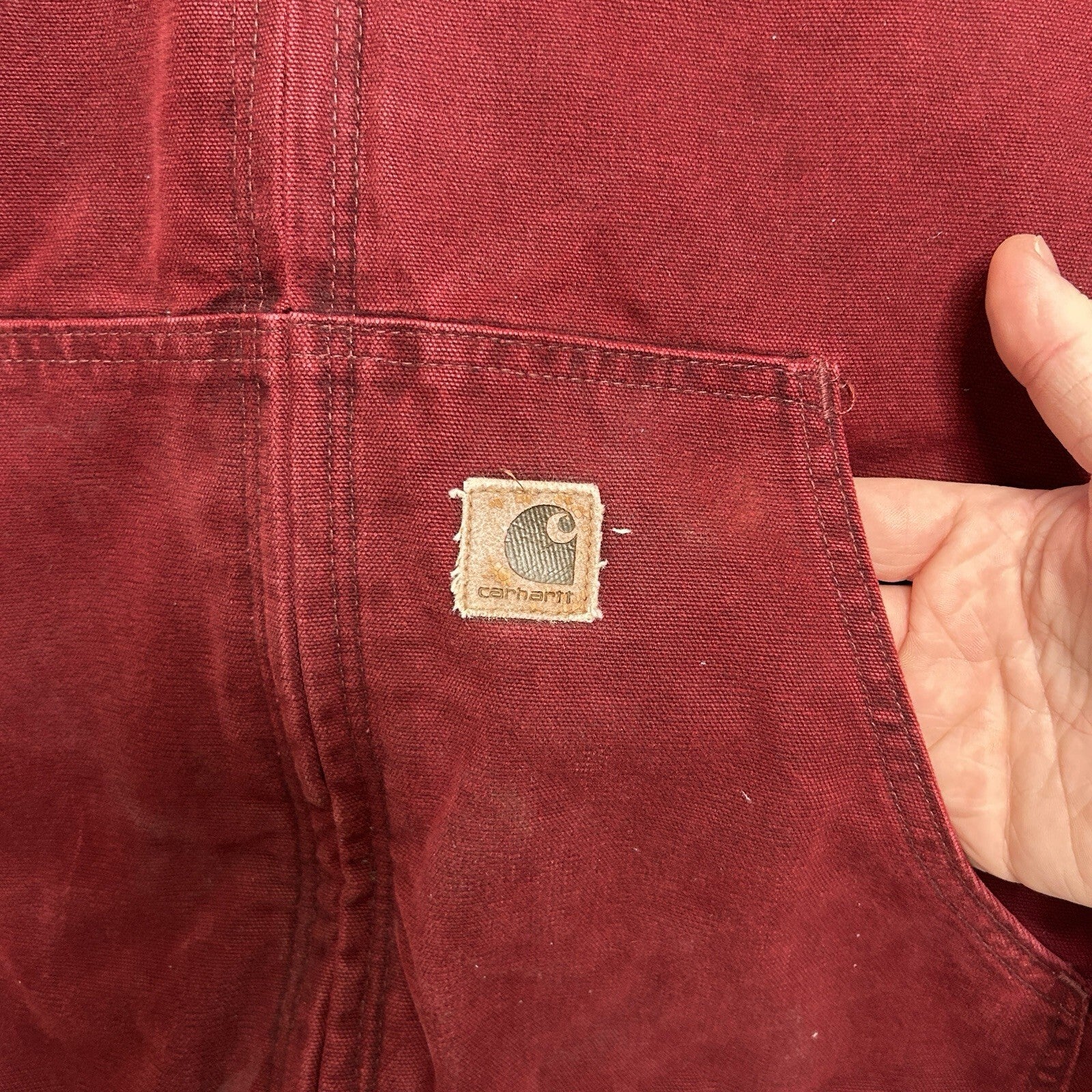 Vintage Carhartt Quilted Hooded Active Jacket “Crimson Red” J130 CRI Men’s Large