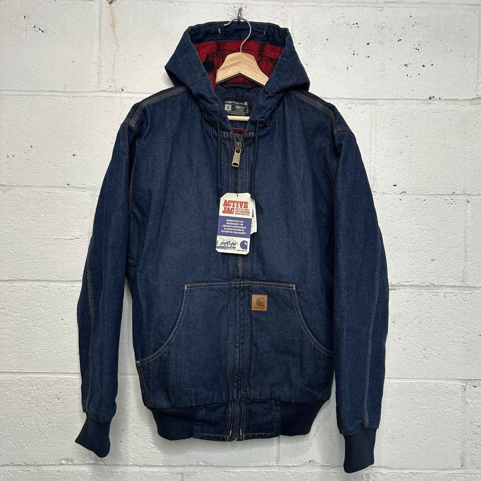 Carhartt 50th Anniversary Plaid-Lined Active Jacket “Denim” OJ6976-M Men’s S New