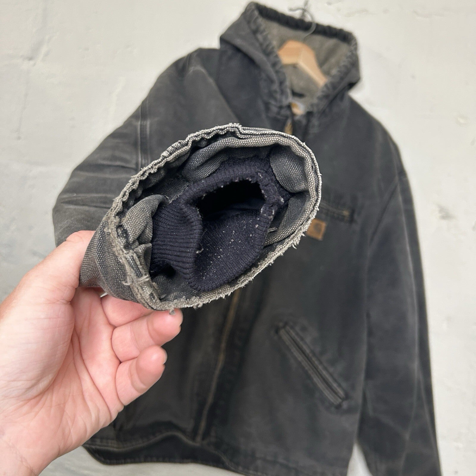 Vintage Carhartt Sherpa-Lined Hooded Detroit Jacket “Black” J141 BLK Men’s XL