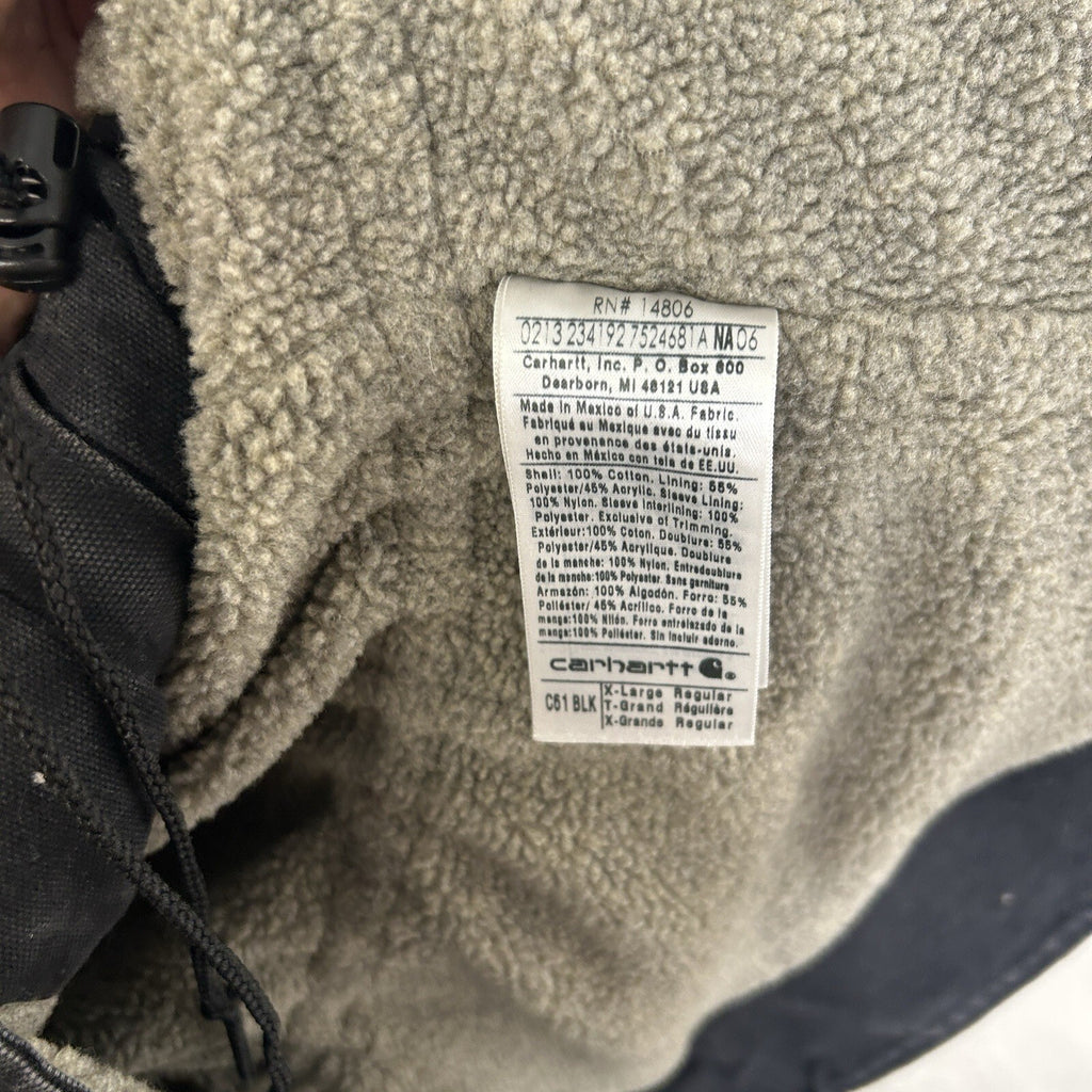 Carhartt Sandstone Sherpa-Lined Ridge Coat “Black” C61 BLK Men’s X-Large