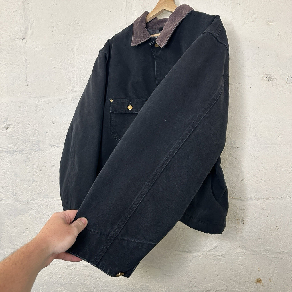 Vintage Cropped Carhartt Blanket-Lined Chore Coat “Black” C01 BLK Men’s 2XL