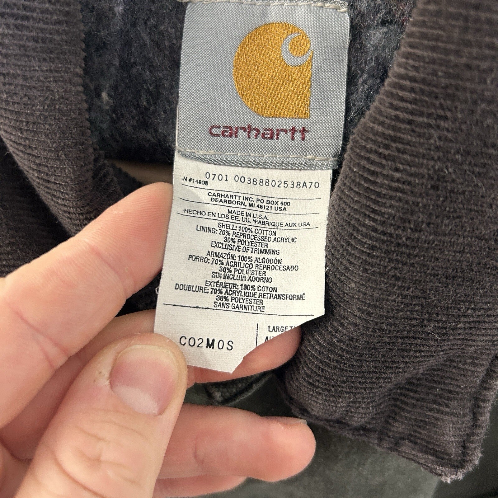 Vintage Carhartt Blanket-Lined Chore Coat “Moss Green” C02 MOS Men’s Large