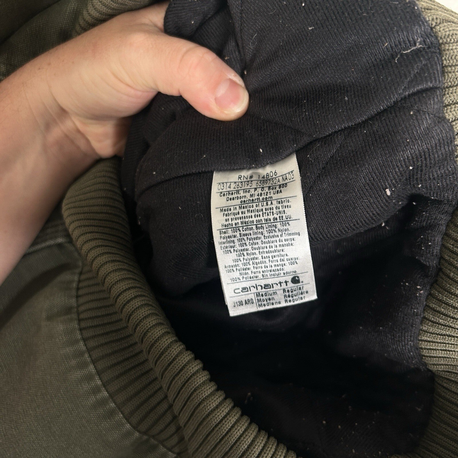 Vintage Carhartt Quilted Active Jacket “Army Green” J130 ARG Men’s Medium