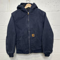 Y2K Carhartt Hooded Sandstone Active Jacket “Midnight Blue” YYJ130 MDT Youth L