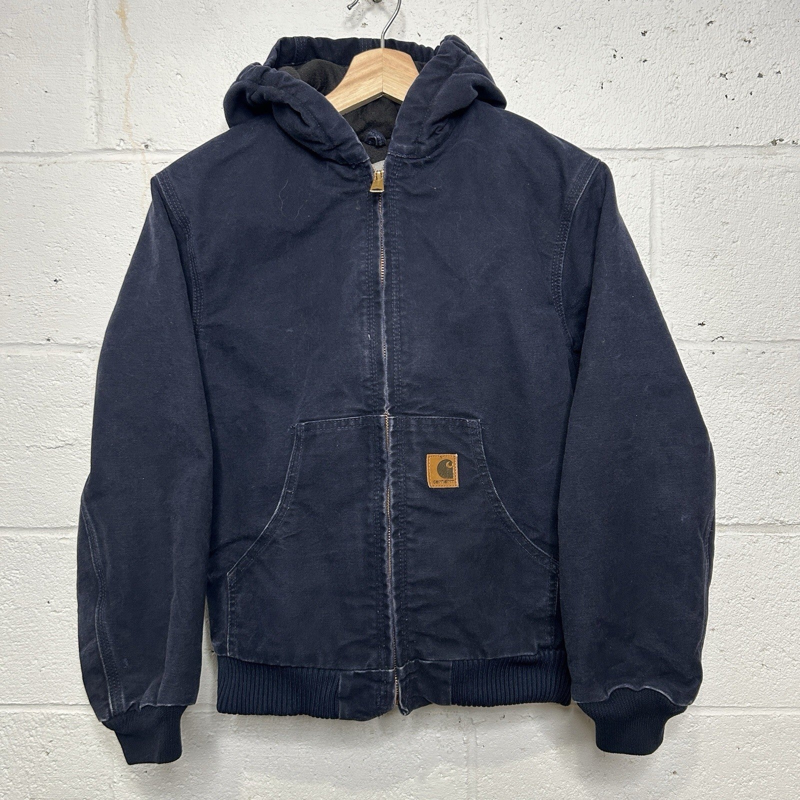 Y2K Carhartt Hooded Sandstone Active Jacket “Midnight Blue” YYJ130 MDT Youth L