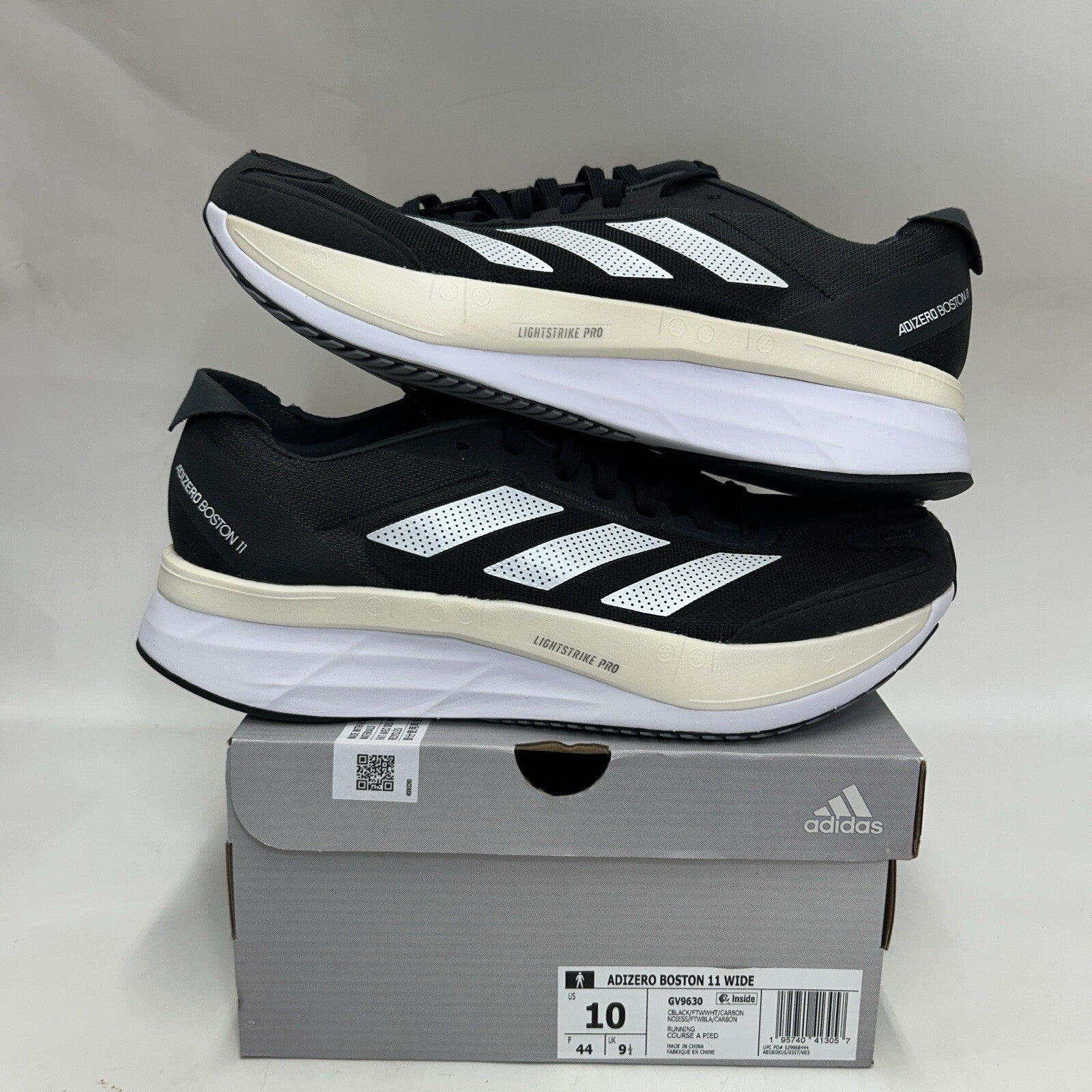 Adidas Adizero Boston 11 Wide Running Shoes “Black White” GV9630 Men’s 10 New