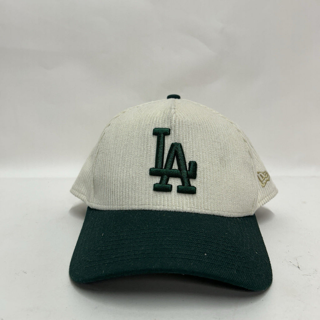 LA Dodgers MLB New Era 9Forty A-Frame Corduroy Snapback Hat “Cream Green”