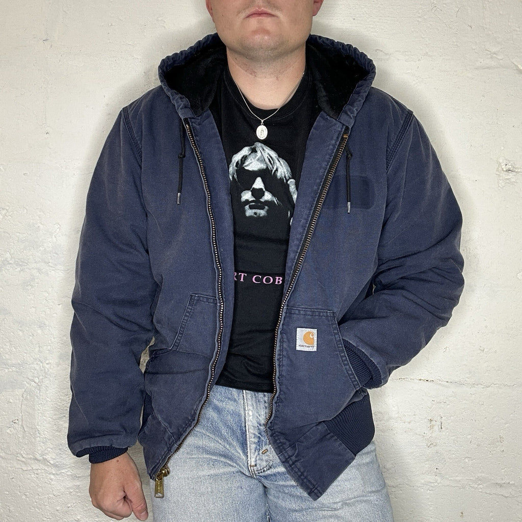 Y2K Carhartt Quilted Hooded Active Jacket “Navy Blue” 376–20 Men’s Medium