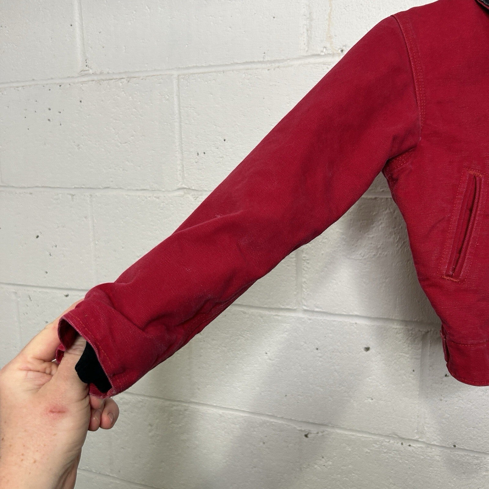 Vintage Carhartt Firm Duck Quilt-Lined Detroit Jacket “Red” JQ600 Youth Medium