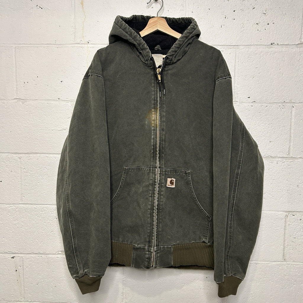 Vintage Carhartt Quilted Hooded Active Jacket “Moss” J130 MOS Men’s X-Large