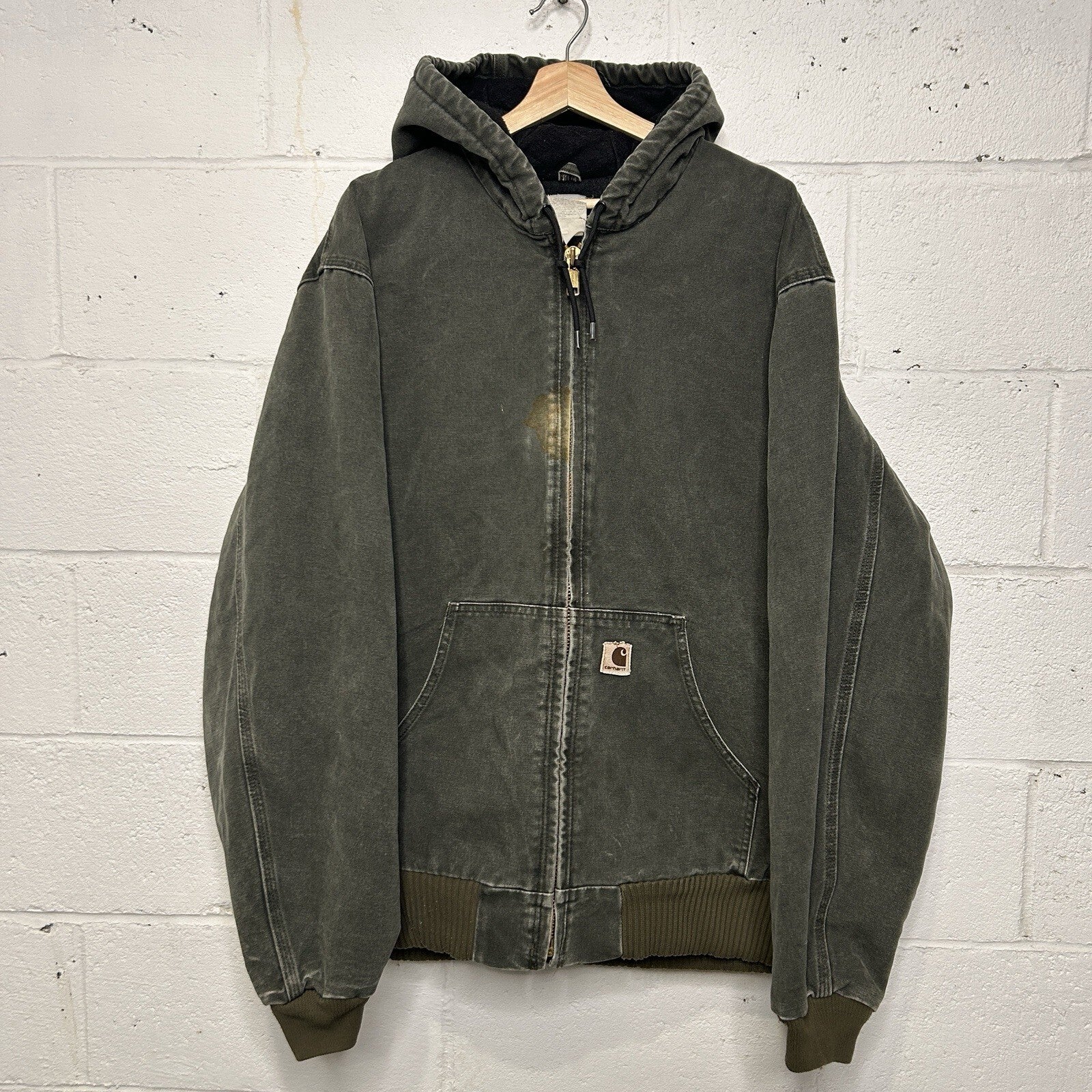 Vintage Carhartt Quilted Hooded Active Jacket “Moss” J130 MOS Men’s X-Large