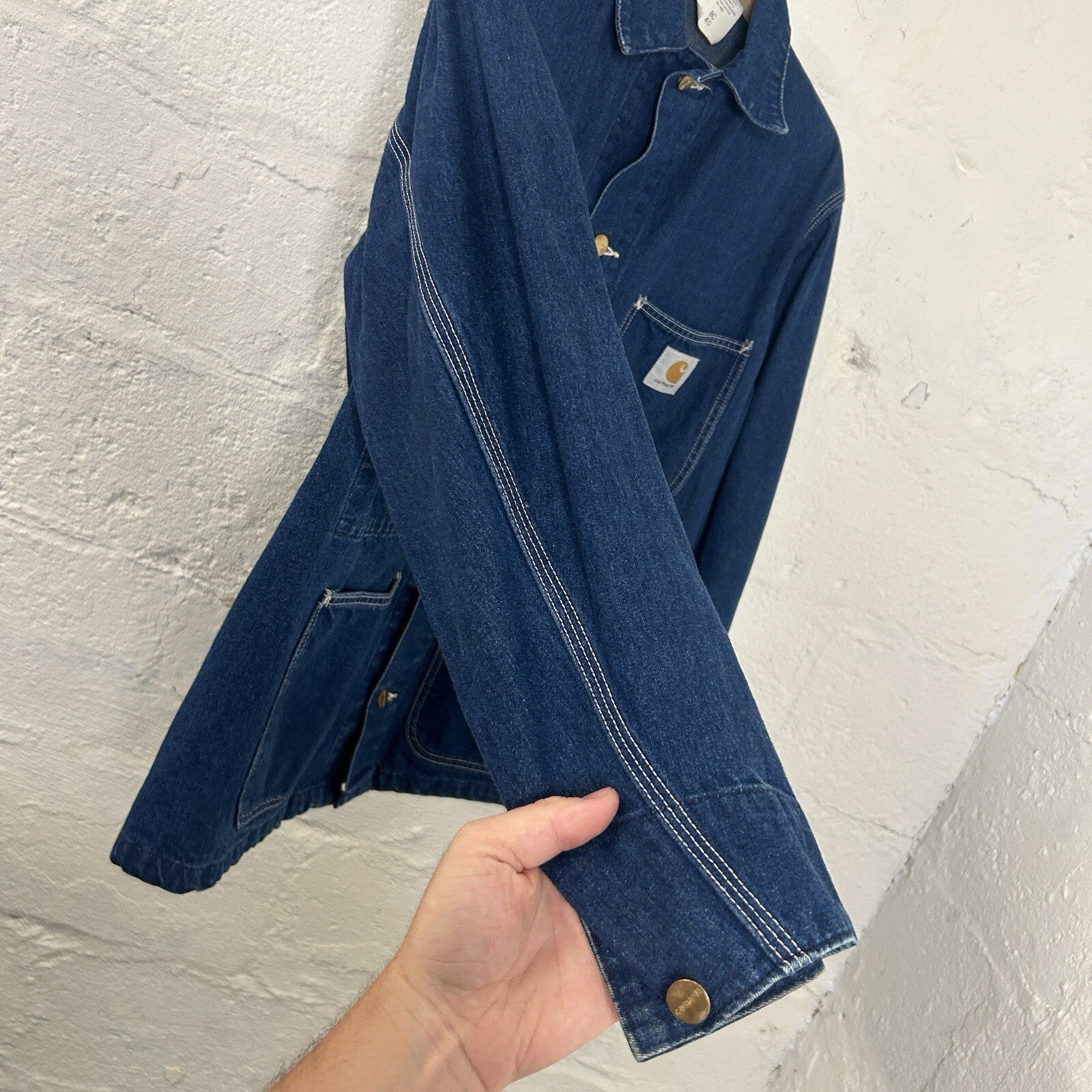 Vintage Carhartt Unlined Denim Chore Coat “Darkstone” 8C Union Men’s 40/Small