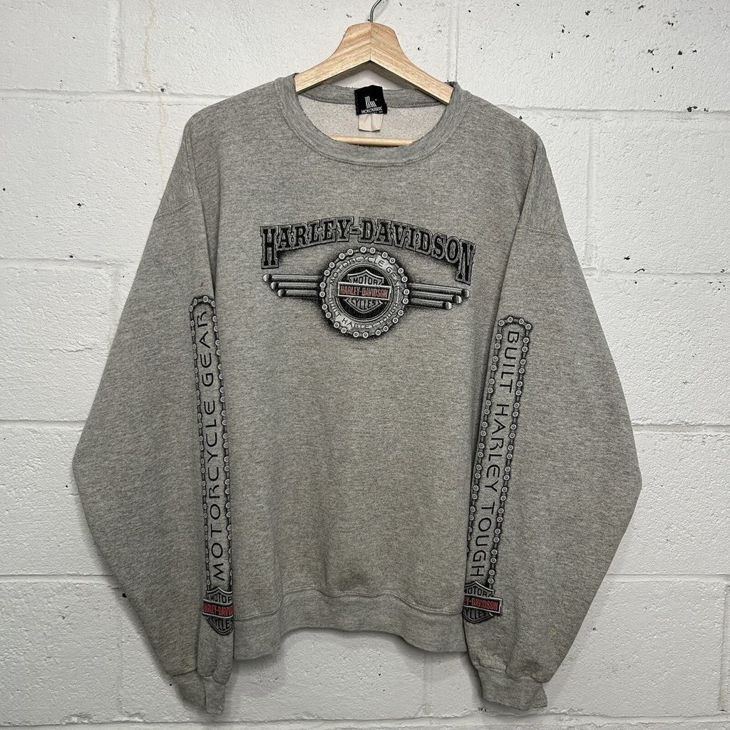 Vintage Harley-Davidson Crewneck Chains Sleeve-Hit “Grey”